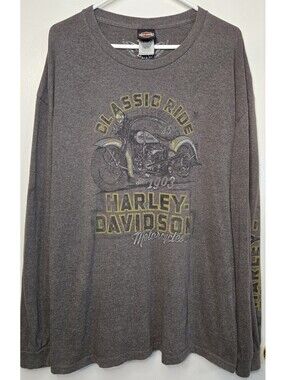 Harley-Davidson Men’s 2XL Long Sleeve Shirt Chi-Town Sleeve Graphics Gray